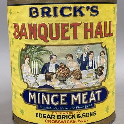 Sale Photo Thumbnail #297: Brick's Banquet Hall 7lb 8oz Mince Meat Tin
