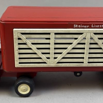 Sale Photo Thumbnail #71: 1960s Tonka Steiner Livestock Red Semi Truck Trailer Tractor