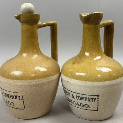 Sale Photo Thumbnail #391: Pair Armour & Co Chicago Stoneware Pitchers