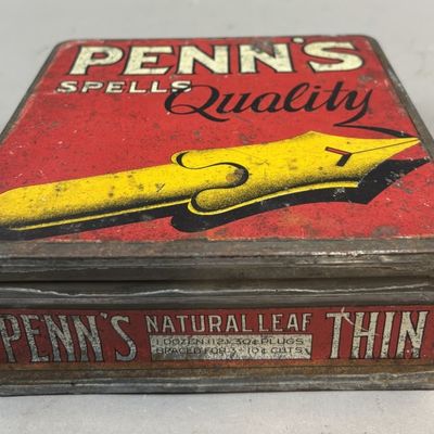 Sale Photo Thumbnail #229: Penn's Spells Qualify 1920s Tobacco Tin