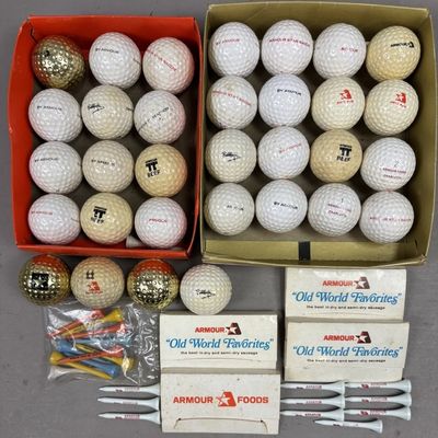 Sale Photo Thumbnail #374: Lot of 56 Armour's Golf Balls and Golf Tees