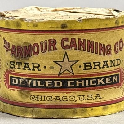 Sale Photo Thumbnail #362: Armour Canning Co Deviled Chicken Can w/ Key
