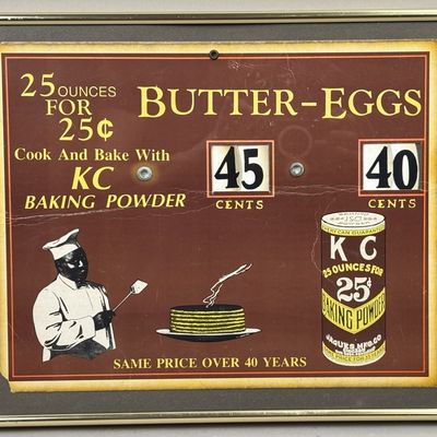 Sale Photo Thumbnail #416: KC Baking Powder 14"x11" Framed Butter-Eggs Sign