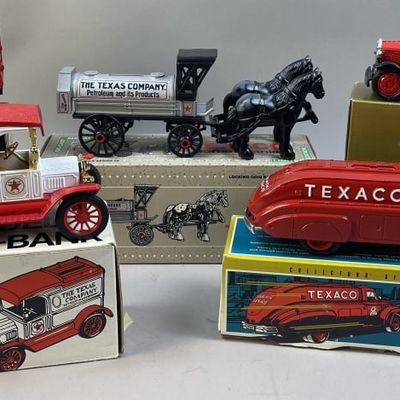 Sale Photo Thumbnail #157: 6 Texaco Cast Iron Collector Coin Banks NIB