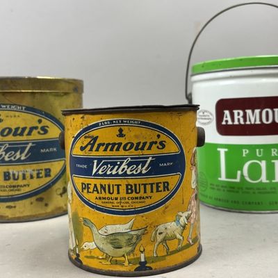 Sale Photo Thumbnail #398: Lot of 3 Armour's 2 4 & 5lb Tin Buckets