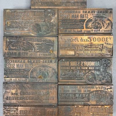 Sale Photo Thumbnail #424: Lot of 11 Armour's Original Printing Press Stamps