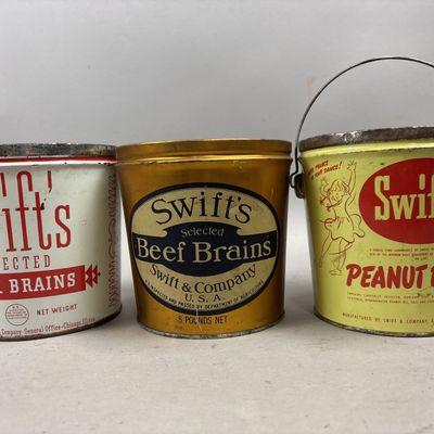 Sale Photo Thumbnail #266: Lot of 3 Swift's 5lb Tin Buckets