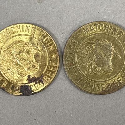 Sale Photo Thumbnail #350: Pair Armour's Branded Beef Matching Coin