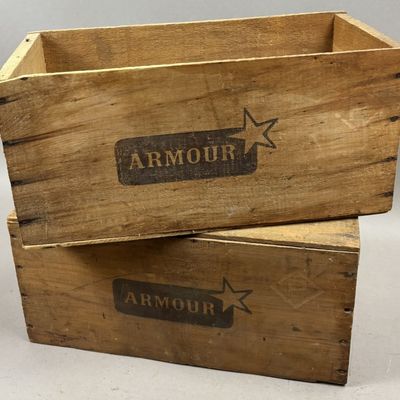 Sale Photo Thumbnail #275: Pair Armour Wooden Advertising Shipping Crates