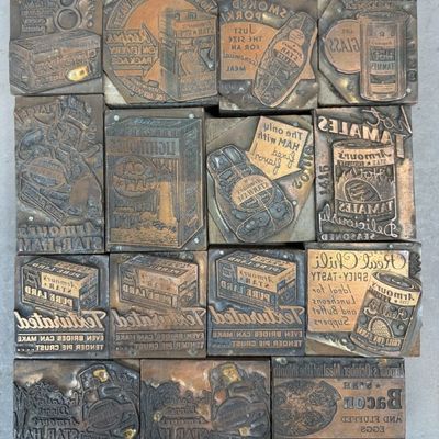 Sale Photo Thumbnail #427: Lot 15 Armour's Printing Press Copper Stamps