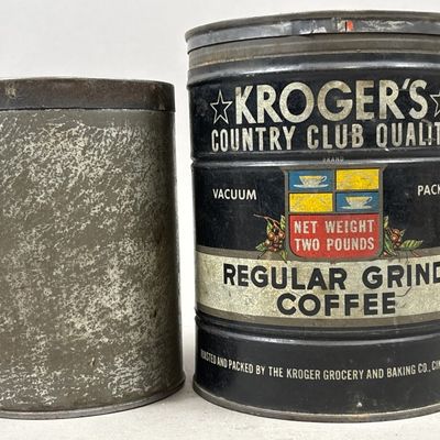 Sale Photo Thumbnail #310: Pair Antique Armour's & Kroger Coffee Tins