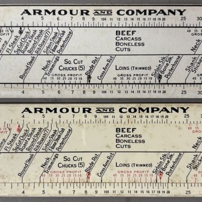 Sale Photo Thumbnail #324: 2  Armour Celluloid Advertising Retail Meat Pricer