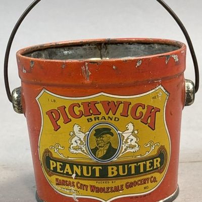 Sale Photo Thumbnail #250: Pickwick 1lb Peanut Butter Tin Bucket w/ Handle