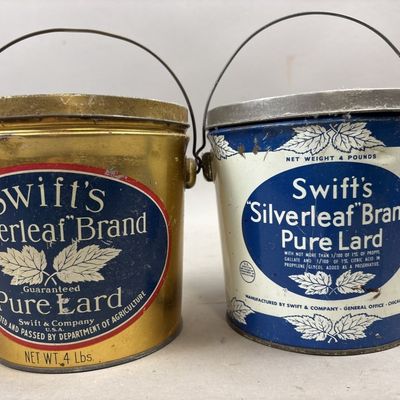 Sale Photo Thumbnail #265: Pair Swift's Silverleaf Pure Lard Tin Buckets