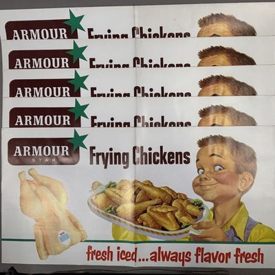 Sale Photo Thumbnail #421: Lot of 5 Armour Star Frying Chicken 30"x15" Banner