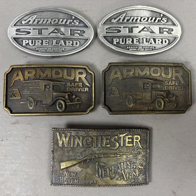 Sale Photo Thumbnail #268: Lot of 5 Armour & Winchester Belt Buckles