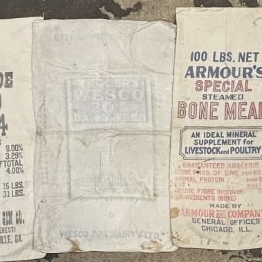 Sale Photo Thumbnail #299: Lot of 6 Armour's Advertising Canvas Feed Bags