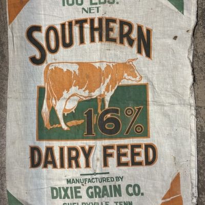 Sale Photo Thumbnail #291: Dixie Grain Co 100lb Southern Dairy Feed Sack