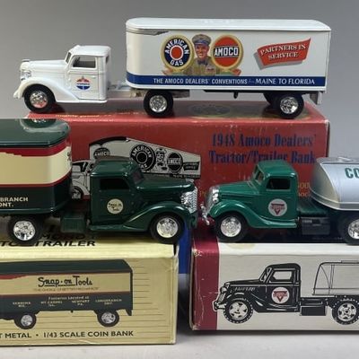 Sale Photo Thumbnail #184: 3 ERTL Die-Cast Truck Trailer Coin Banks Gas & Oil