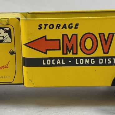 Sale Photo Thumbnail #80: 1950s Courtland Tin Litho Open Box Moving Truck