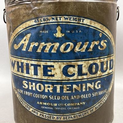 Sale Photo Thumbnail #292: Armour's 45lb White Cloud Shortening Tin
