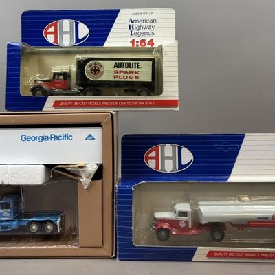 Sale Photo Thumbnail #188: 3 Chevron Autolite  Georgia-Pacific Truck Toys