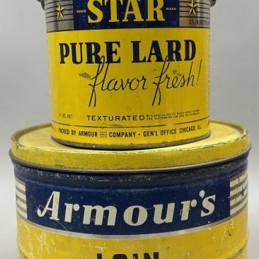 Sale Photo Thumbnail #276: Pair Armour's Lard & Loin Short Steaks Tins