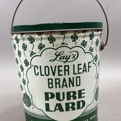 Sale Photo Thumbnail #279: Lay's 8lb Clover Leaf Pure Lard Bucket w/ Handle