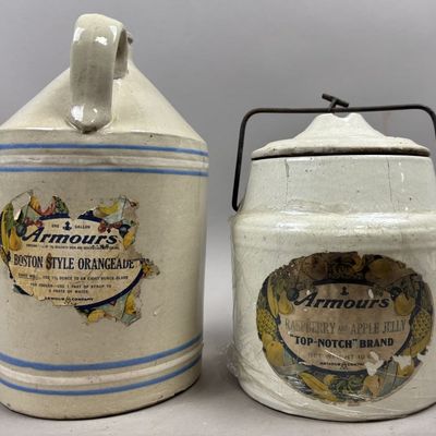 Sale Photo Thumbnail #394: Pair Armour's Stoneware & Crock