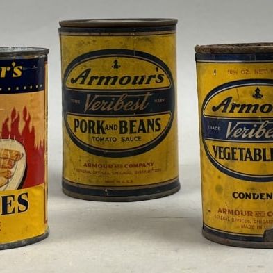 Sale Photo Thumbnail #331: Lot of 5 Armour's Food Cans All Opened