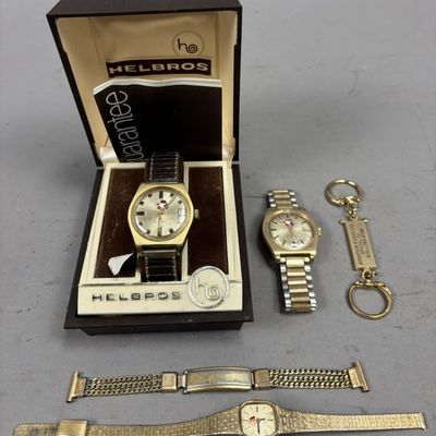 Sale Photo Thumbnail #358: Lot 5 Vintage Armour Advertising Watches Helbros
