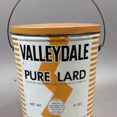 Sale Photo Thumbnail #277: Valleydale 8lb Pure Lard Tin Bucket w/ Handle