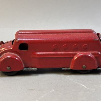 Sale Photo Thumbnail #13: Wyandotte 6" 1930s Red Gasoline Tanker Truck Toy