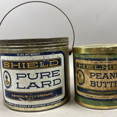 Sale Photo Thumbnail #381: Armour 5 & 10lb Pure Lard & Peanut Butter Tins