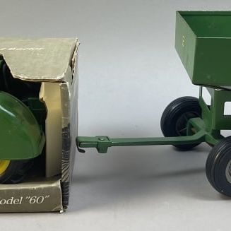 Sale Photo Thumbnail #145: JD 1954 Model 60 Orchard Tractor & Grain Wagon