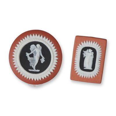 Sale Photo Thumbnail #304: 2pc Wedgwood Tri-Color Jasperware Medallions