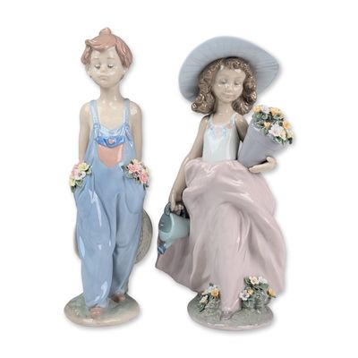 Sale Photo Thumbnail #317: 2pc Lladro Porcelain Figurines,  Pocket Full of Wishes 01007650 & A Wish Come True 01007676