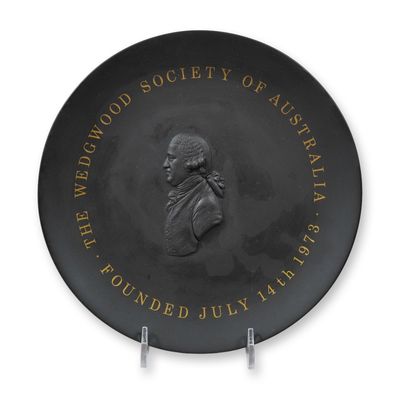Sale Photo Thumbnail #85: Wedgwood Black Basalt Commemorative Plate for the Wedgwood Society of Australia, 1973