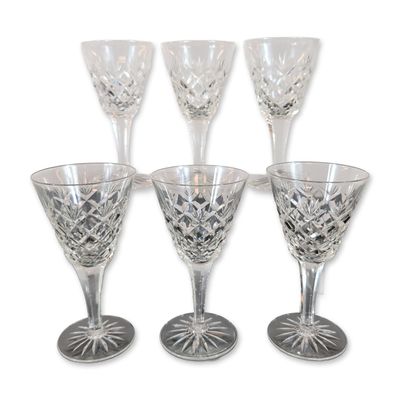 Sale Photo Thumbnail #77: Set of Six Cut Crystal Sherry Glasses