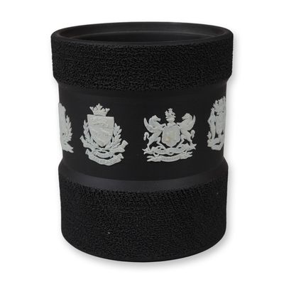 Sale Photo Thumbnail #385: Wedgwood Black Basalt and White Jasperware Tobacco Jar Base