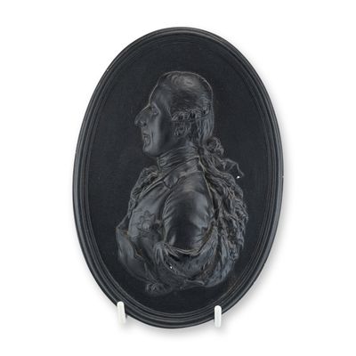 Sale Photo Thumbnail #451: English Black Basalt Oval Portrait Medallion Plaque of a Gentleman