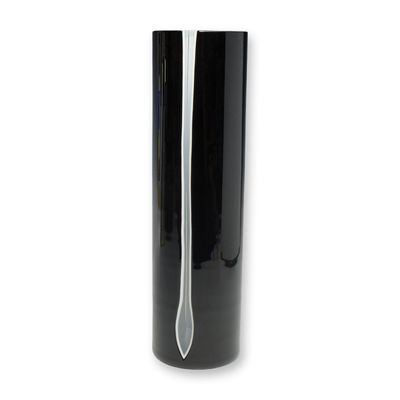 Sale Photo Thumbnail #61: Kelly Hoppen for Wedgwood Crystal Cylinder Cut 30 Black Grey and Clear Cased Glass Vase