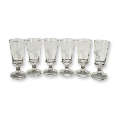 Sale Photo Thumbnail #226: A Collection of Six Pabst Blue Ribbon Bock Beer Stemmed Goblets