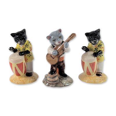 Sale Photo Thumbnail #27: 3pc Beswick Ceramic Cat Band Figurines