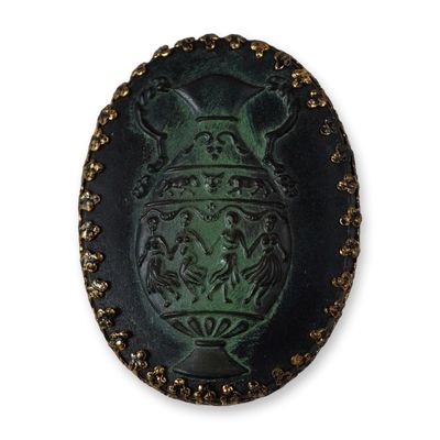 Sale Photo Thumbnail #310: Neoclassical Verdigris Jasperware Motif Pendant-Brooch