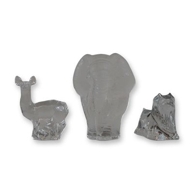 Sale Photo Thumbnail #358: Group of Three Crystal Animal Figurines