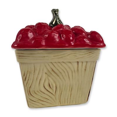 Sale Photo Thumbnail #439: Vintage Ceramic Raspberry Crate Cookie Jar
