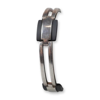 Sale Photo Thumbnail #13: Sterling Silver and Black Basalt Hinged Link Bracelet by JW