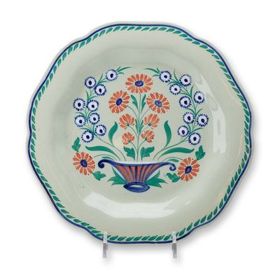 Sale Photo Thumbnail #395: Wedgwood Queen's Ware Queen's Shape Hand Painted Floral Plate