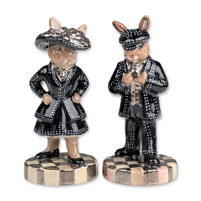 Sale Photo Thumbnail #335: 2pc Royal Doulton Bunnykins Gold Pearly King and Queen Figurines